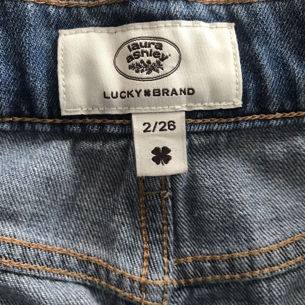 Lucky Brand Blue Wide Leg Jeans Low Rise Frayed Paisley Denim Women's 26 - Picture 9 of 9
